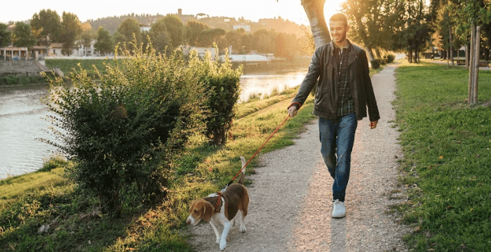 Man walking with his dog
